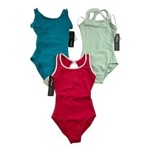 So Danca Leotard LOF OF 3 Girls Sz 8-10 /2Ballet Gymnastics Pink Green NWT
